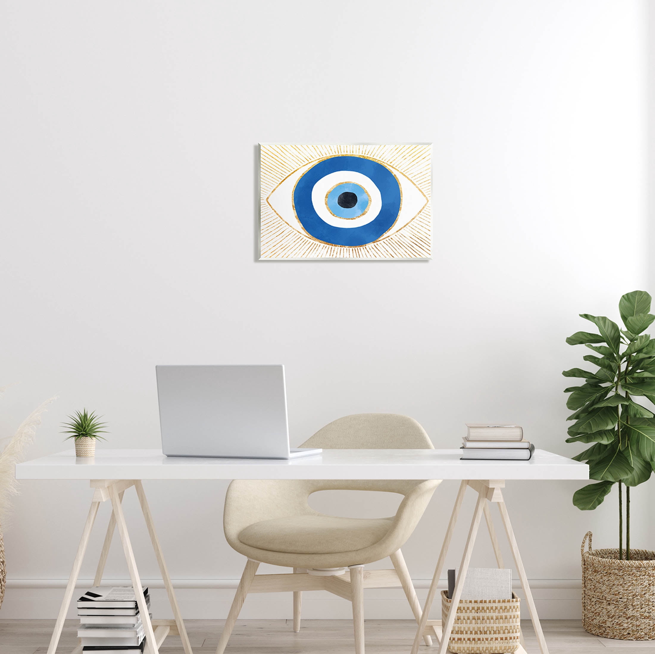 Stupell Industries Evil Eye Shape Striped Mati Symbol Graphic Art Unframed Art Print Wall Art, Design by Ziwei Li
