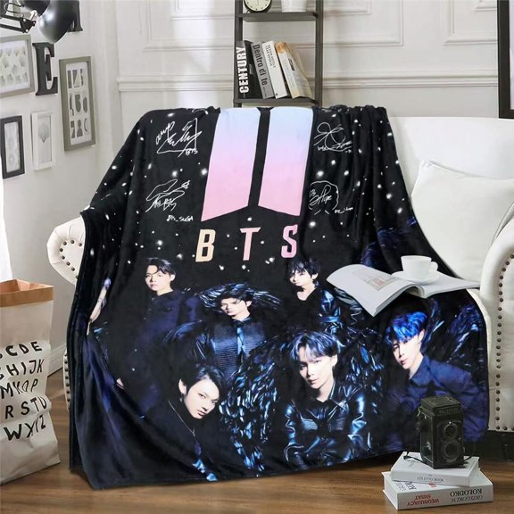 Kpop Bangtan Blanket Boys Soft Blanket, Ultra Cozy Plush, Warm, Lightweight, Hypoallergenic Throw Blanket for Gifts | Kpop Merchandise, Anti-Pilling Flannel, Fuzzy for Sofa, Bed, Couch | 40x50in