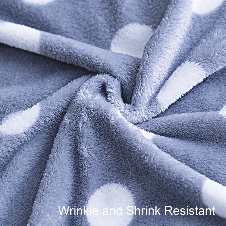 JML Soft Cozy Dot Fleece Plush Throw Blanket - Grey & Blue