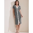 thumbnail image 3 of DARING DIVA Striped Ribbed Knit Short Sleeve Midi Dress L Black, 3 of 6