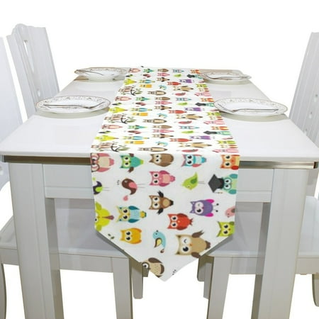 

POPCreation Cute Owls Table Runner 13x70 Inches White Table Top Decoration