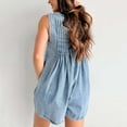 thumbnail image 5 of Daolelai Women's Casual Sleeveless Front Tie Denim Jumpsuit Overall Shorts Summer Denim Jumpsuit with Pockets, 5 of 9