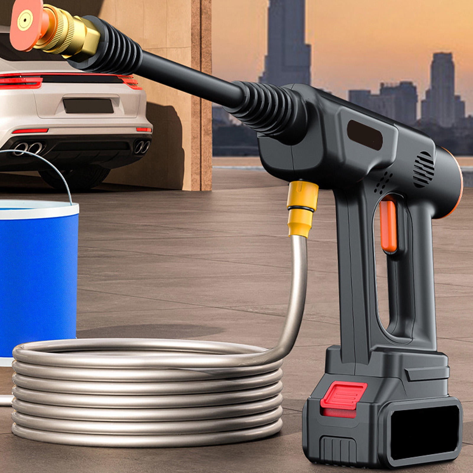 YAHHU Cordless 900 PSI 24,000 RPM Pressure Washer – 6‑in‑1 Nozzle, 2.4 GPM, Battery Level Display, Portable for Cars, Plants & Home Cleaning