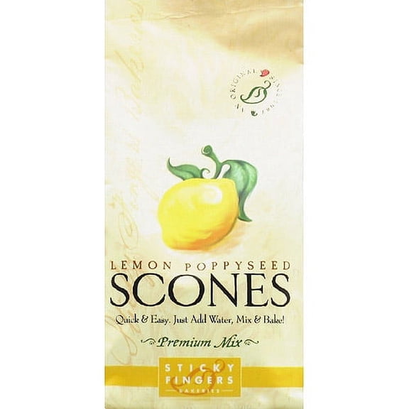 Sticky Fingers Bakeries Lemon Poppyseed Premium Scones Mix, 15 oz, (Pack of 6)