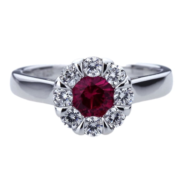 Men Women Platinum Plated Sterling Silver 0.5ct Simulated Ruby CZ Illusion Set Wedding Engagement Ring ( Size 5 to 9 )