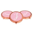 thumbnail image 4 of Koyal Wholesale Rose Gold Compact Mirror Bridesmaid's Wedding Gift, Blush Pink, Monogram Letter J, 1-Pack, 4 of 5