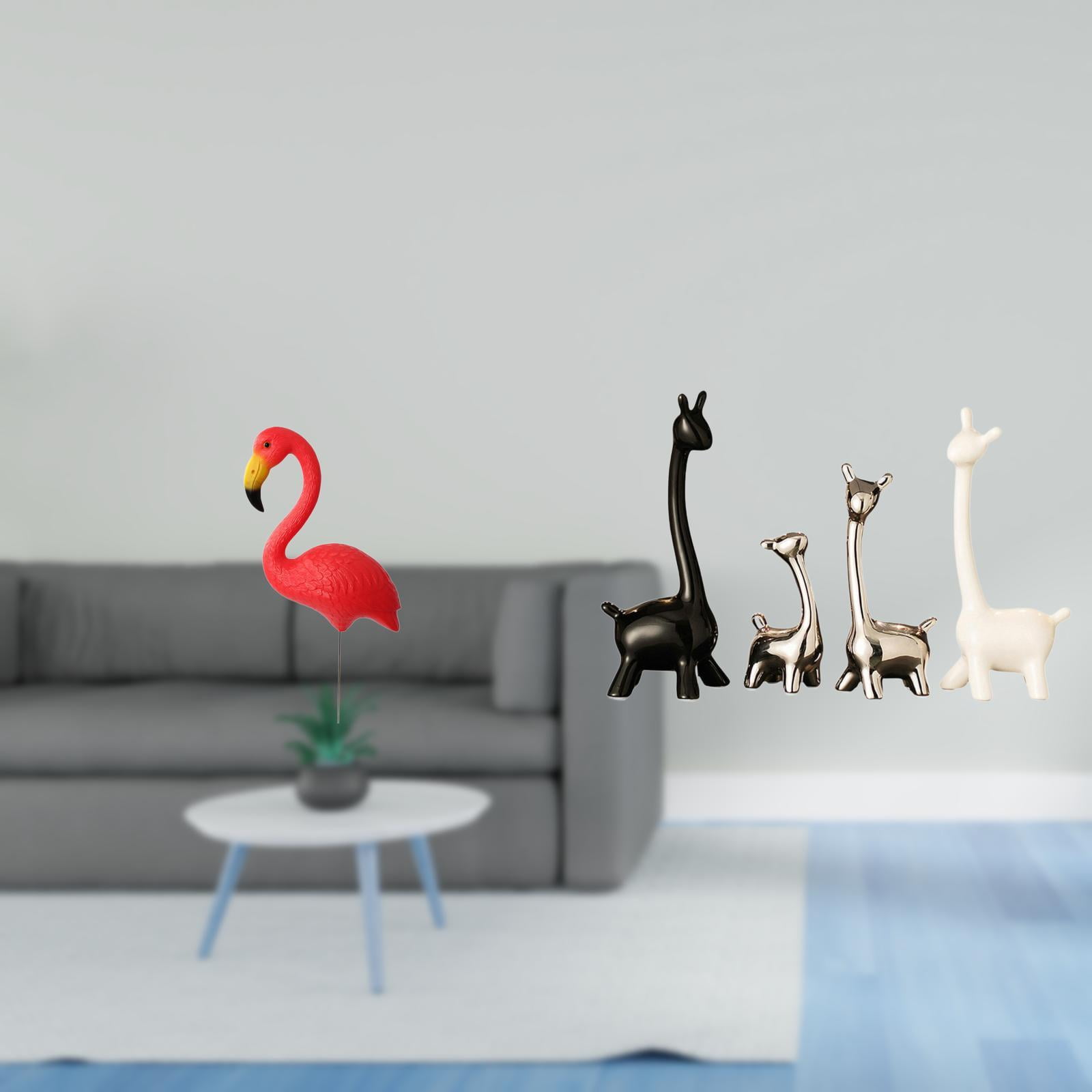 Miulika Bird Giraffe Statue Figurine Yard Art Ornament Flamingo Garden Stake Sculpture Ceramic Centerpiece Modern Creative Desk Office Bookshelf Bedroom Decor Holiday Spring