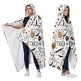 thumbnail image 2 of Wearable Blanket,Trick or Treat Halloween Pattern Hooded Wearable Flannel Blanket for Adults & Teens,Winter Poncho Shawl Wrap Cape Cozy Anti-Pill,50"x60", 2 of 5