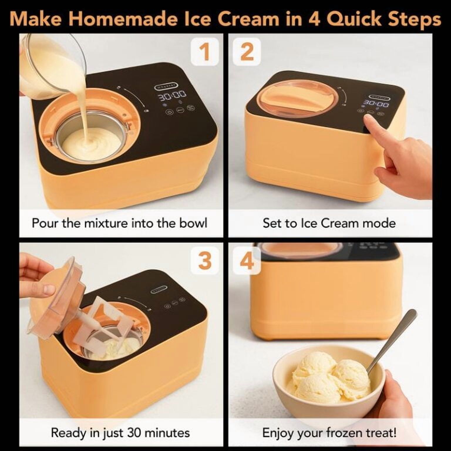 Whynter 0.8 Quart Compact Automatic Ice Cream Maker with Stainless Steel Bowl, Honey Peach ICM-080-HP
