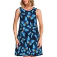 thumbnail image 1 of Fotbe Blue Butterfly Vestido de Verano sin Mangas para Mujer – Vestido Midi Línea A, Estilo Camiseta Floral, Vestido Playero Casual y Fluido, 1 of 7