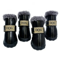 4 Pieces of Warm and Snow Waterproof Pet Shoes in Winter, Suitable for Small and Medium-sized Dogs and Cats in Rainy and Snowy Days, Super Warm Leather Waterproof Pet Shoes