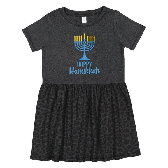 Inktastic Happy Hanukkah with Blue Menorah Girls Toddler Dress