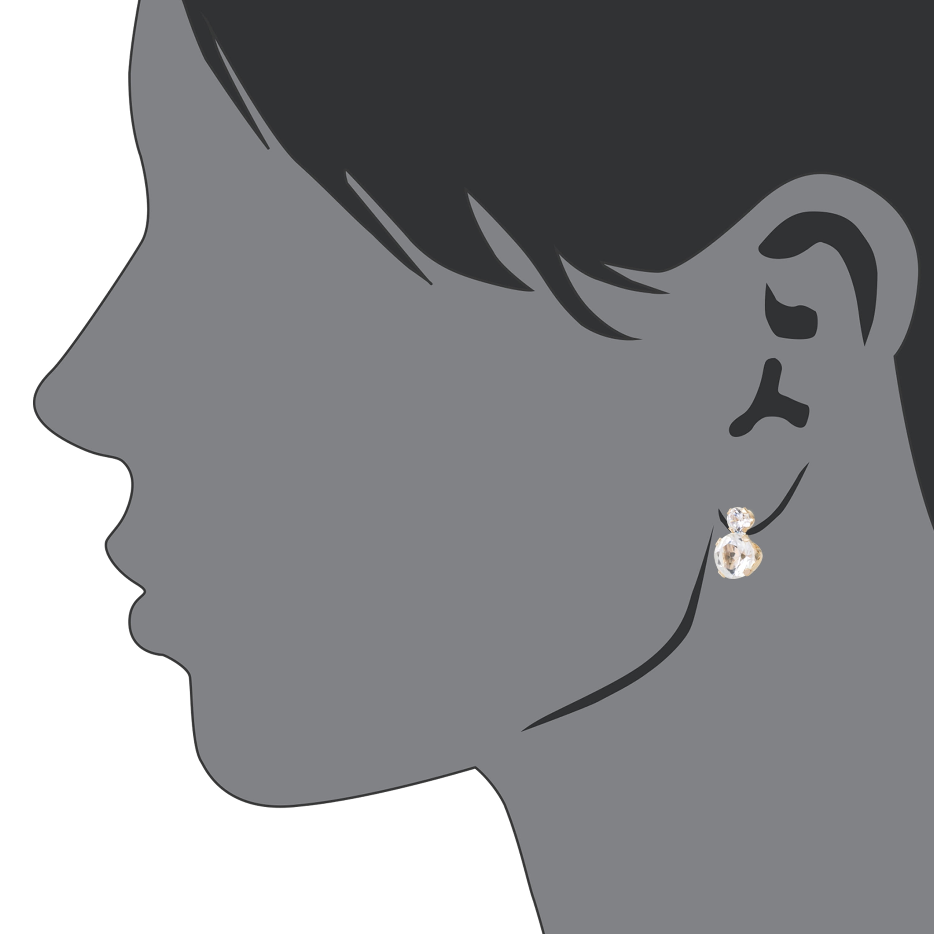 Brilliance Fine Women's 10kt Yellow Gold Cubic Zirconia and Created White Sapphire Stud Earrings