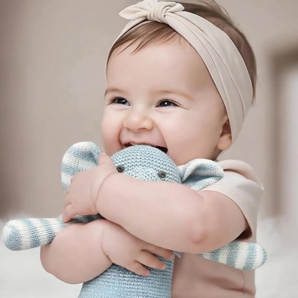 Organic Cotton Baby Stuffed Animal Toy, Soft Plush elephant, Blue 6-Inch, Safe for Newborns 0-36 Months | Hypoallergenic & Machine Washable