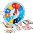 thumbnail image 4 of Reloj didáctico de madera Montessori, juegos de entrenamiento de habilidades para la vida, juguete sensorial, reloj educativo para niños de 3, 4 y 5, 4 of 9
