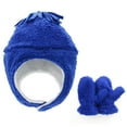 thumbnail image 2 of American Trends Baby Toddler Winter Hat and Glove Set Sherpa Lined Warm Fleece Earflap Beanie Hat Toddler Kids Winter Hat for Boys Girls Fuzzy Royal Blue 4-7T, 2 of 5