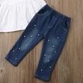thumbnail image 4 of Bagilaanoe 2pcs Little Girls Long Pants Set Sleeveless Ruffle Shirt Tops + Jeans Denim Trousers 2T 3T 4T 5T 6T 7T Kids Casual Outfits, 4 of 6