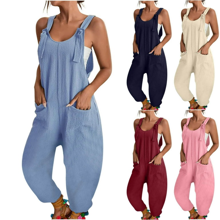 最適な材料 QATAINLAV Jumpsuits Leg Wide Fit Loose Overalls Womens 服&ファッション小物