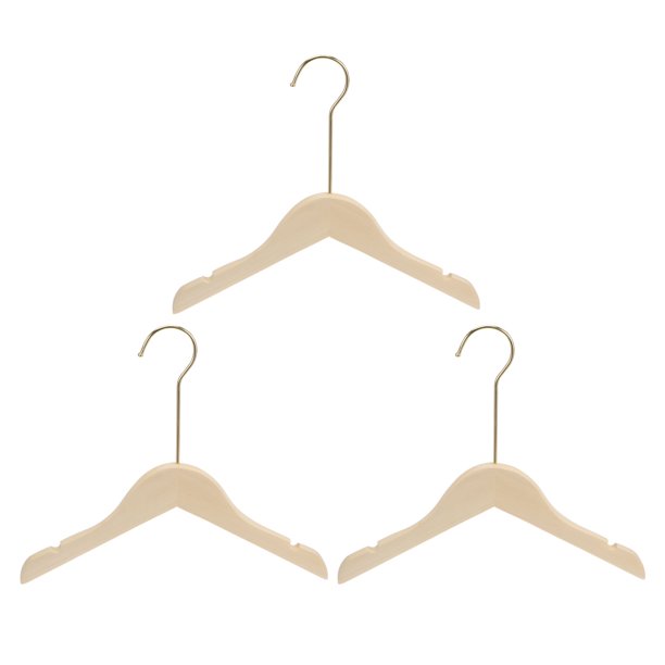 3uds B13 Madera Unique Bargains traje perchas 300mm Longitud Redondo Cabeza U-Muescas abrigo percha con 15cm 360° gancho Redondo gancho para Chaqueta Pantalones camisa