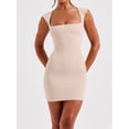 thumbnail image 4 of Women'S Summer Solid Color Wrap Short Dress Mini Dress Back Zipper Cocktail Party Dresses Color L, 4 of 7
