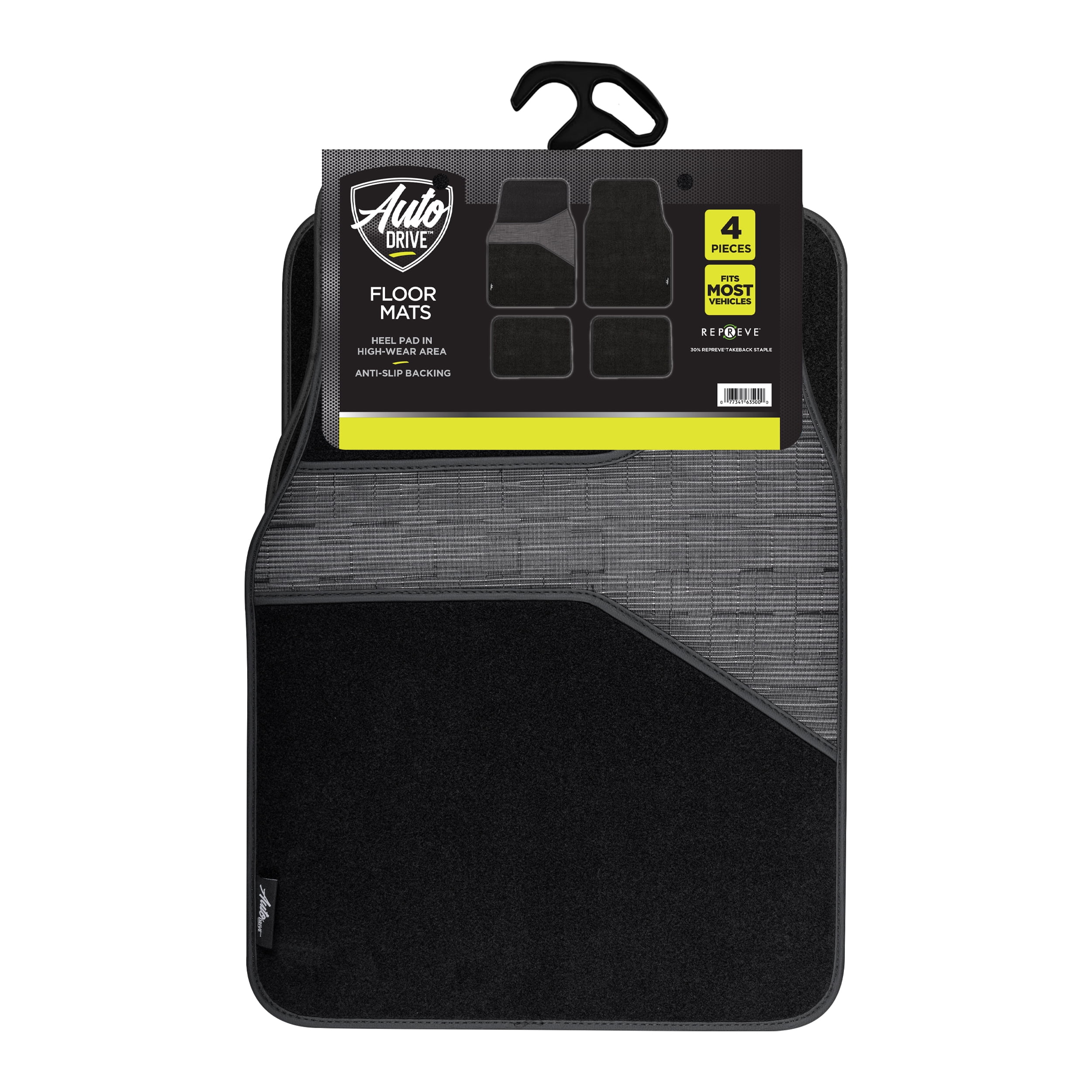 Auto Drive 4-Piece Black Repreve Carpet Floor Mats