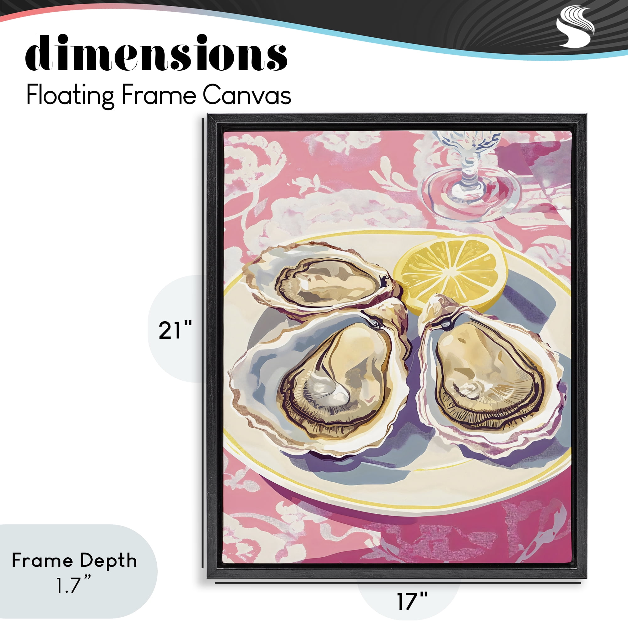 Stupell Industries Plated Oysters & Lemons Black Framed Floater Canvas Wall Art, design by The Prints Vibe