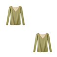 thumbnail image 1 of Jumpingount Camisa térmica Ropa interior de invierno Ropa de abrigo Multicolor Moda Lavable Top Lencería larga Artesanía Suavidad Verde Verde SG 2piezas, 1 of 6
