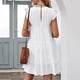 thumbnail image 3 of Puntoco Vestido De Manga Corta Con Cuello Redondo Y Falda Plisada Para Mujer, Color Liso, Informal, Color Blanco, L,Regalos Para Mujer Joven, 3 of 8