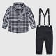 thumbnail image 2 of Ropa Para Bebé (Niño O Niña) Traje Para Niños Pequeños Moda Para Niños Caballero Estilo Británico Patrón De Celosía Estampado De Manga Larga Camisa Informal Traje De Mono Blanco Odeerbi LM103-11541, 2 of 9