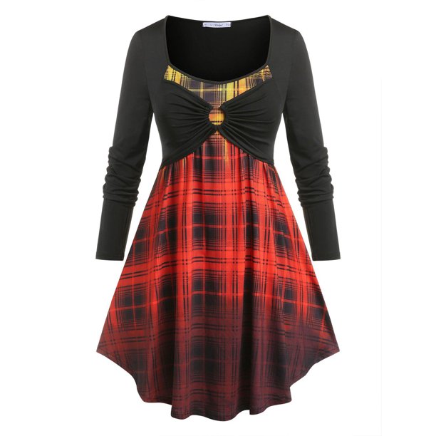 Tallo de talla O grande Ombre Traid Tee Rosegal Mangas largas de talla grande