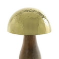 thumbnail image 5 of 9", 7", 6"H Gold Stainless Steel Metal Handmade Hammered Mushroom Sculpture with Brown Mango Wood Bases, by DecMode (3 Count), 5 of 12