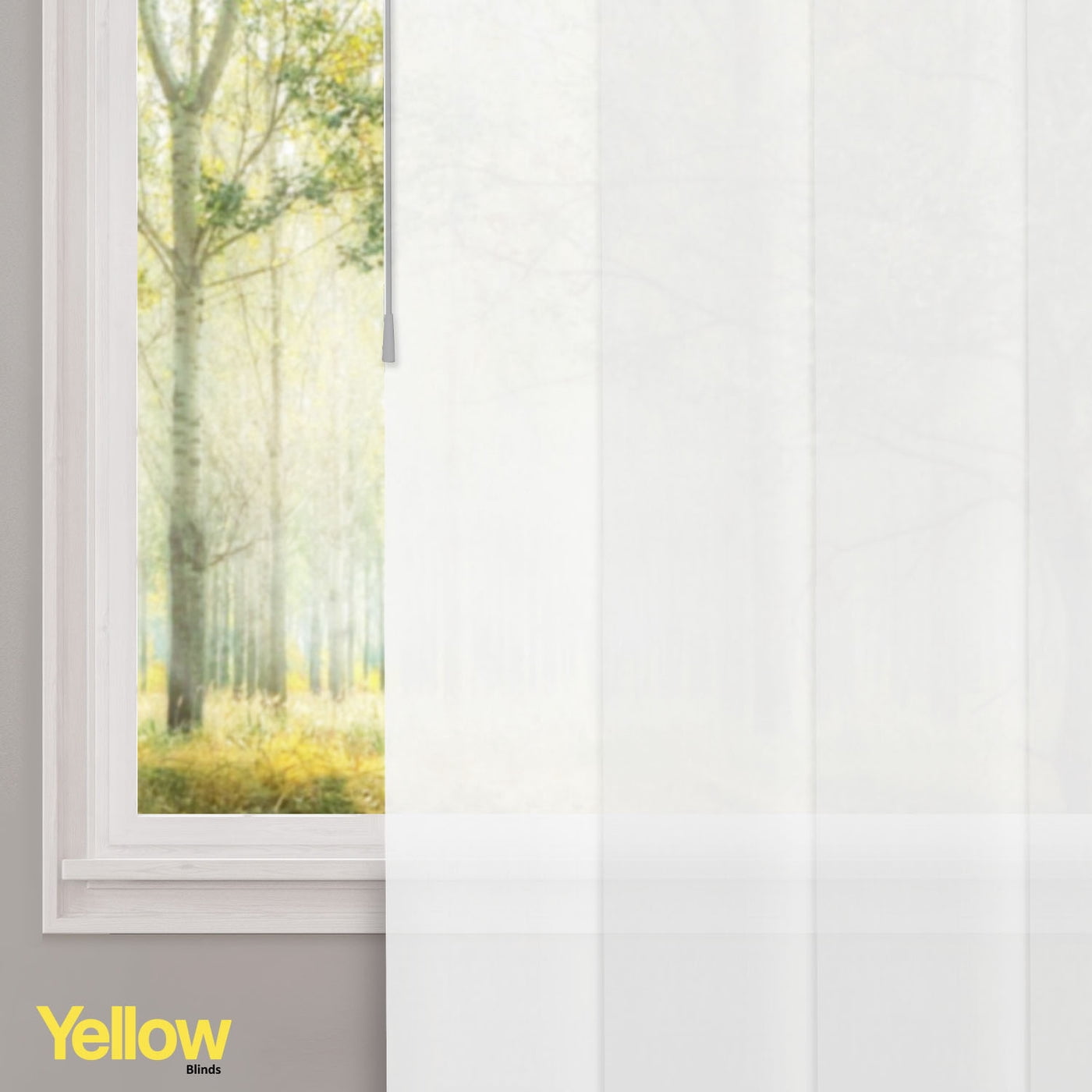 Adjustable Cordless Light Filtering Panel Track Blinds, Sunset White - 46"-86"W X 0"-96"H