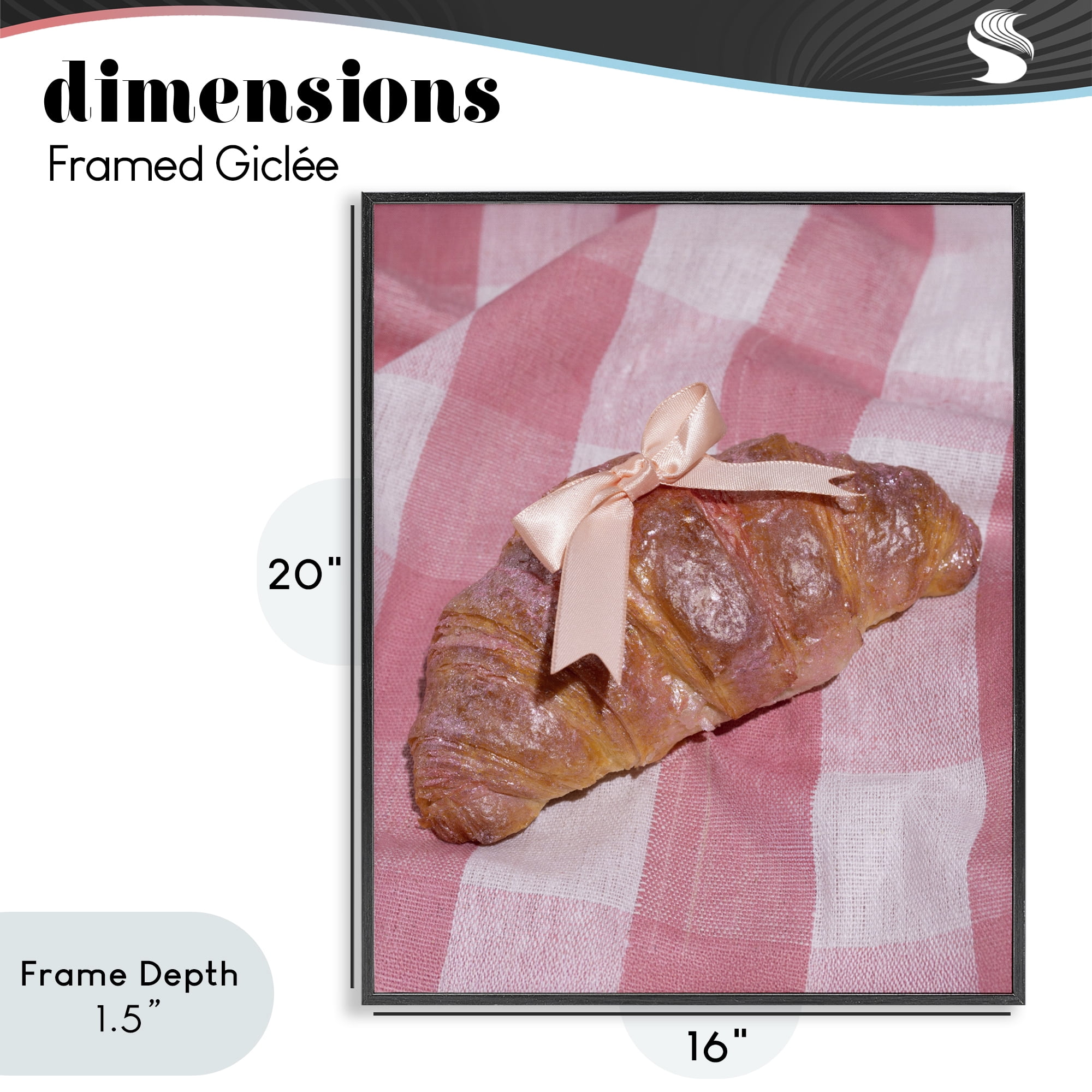 Stupell Industries Glam Ribbon Croissant Black Framed Giclee Art, design by LISH Creative