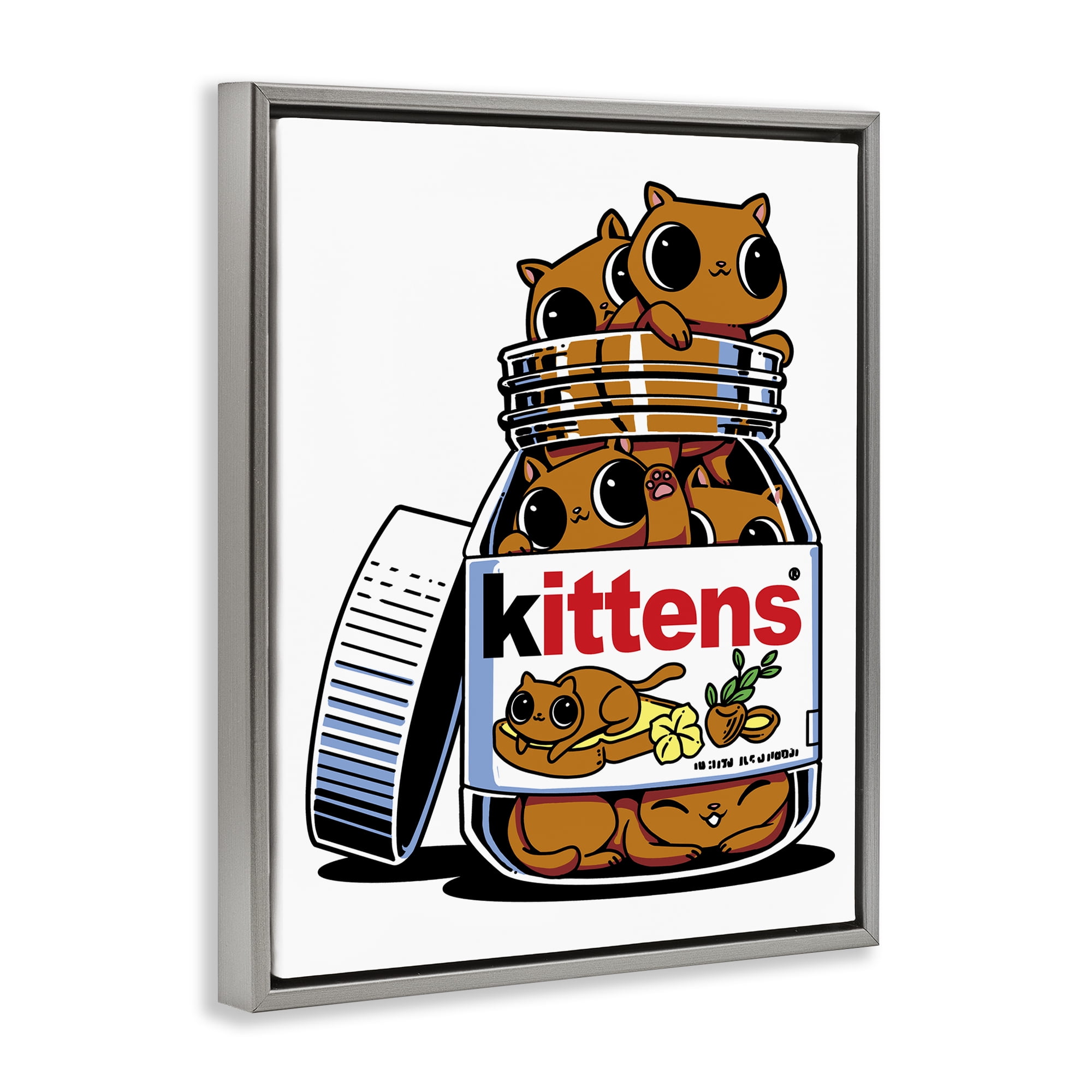 Stupell Industries Hazelnut Spread Cats Gray Framed Floater Canvas Wall Art, design by Tobe Fonseca
