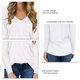 thumbnail image 3 of Camiseta con cuello en V, camiseta holgada de manga larga de verano con cuello en V para mujer, camiseta holgada, estética elegante, 3 of 4
