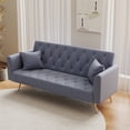 thumbnail image 6 of Aukfa Curved Arm Futon Convertible Sofa Bed for Home Office, 2 Pillows, Tufted Back, Velvet, Gray, 6 of 9