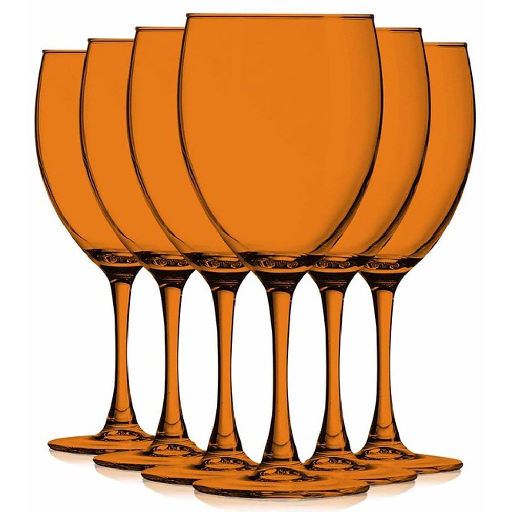 Orange 10 oz Nuance Full Accent Wine Glasses Set of 6 by TableTop