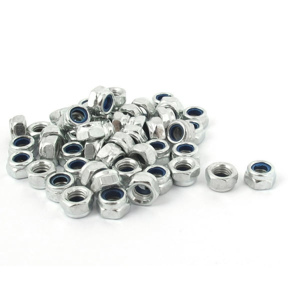 M5x0.8mm Zinc Plated Nylock Self-Locking Nylon Insert Hex Lock Nuts 50pcs