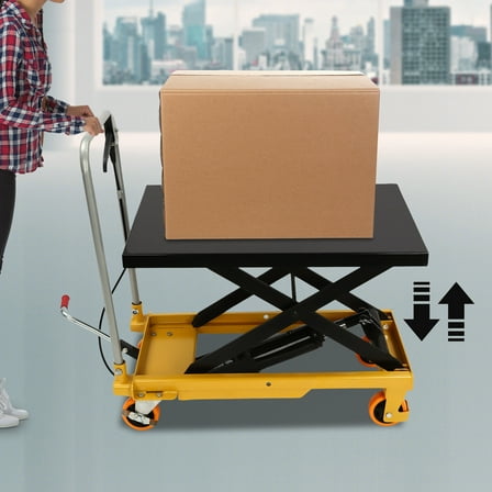 Manual Single Scissor Lift Table 500lbs Hydraulic Lift Table Cart 30.5" Lift Height