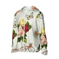 thumbnail image 3 of Goofa Vintage Bike Flower Butterfly Printed Women's UPF 50+ Sun Protection Hoodie Jacket Lightweight Long Sleeve Sun Shirt for Women with Pocket Hiking Outdoor-3X-Large, 3 of 9
