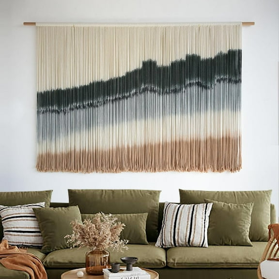Large Macrame Wall Hanging with Dip-Dye Design, Boho Wall Decor, 57'' x 35''L