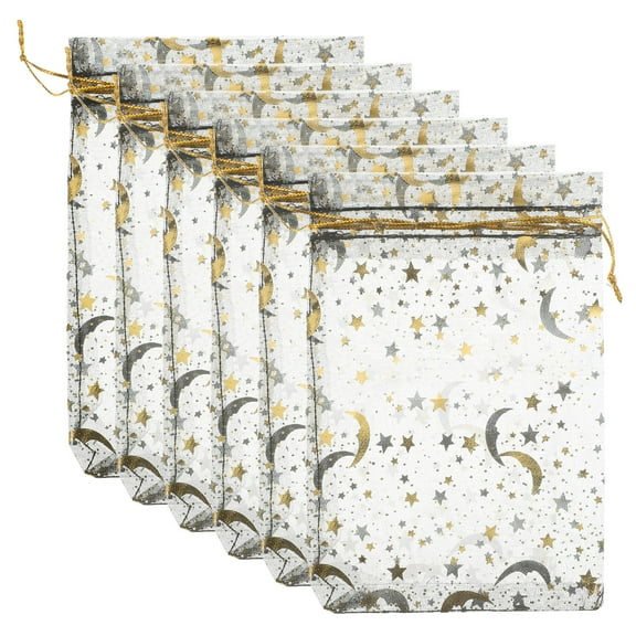 HONITANO 100Pcs Rectangular Tulle Drawstring Favor Bags for Party Organizers 5.89X3.93X0.04in