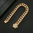 thumbnail image 5 of KRKC&CO 12mm Mens Cuban Link Bracelet, 18k Gold Plated Iced Out 5A Cubic Zirconia Miami Thick Bracelet, Durable and Anti-tarnish Urban Street-wear Hip Hop Jewelry for Boys, 8in, 5 of 7