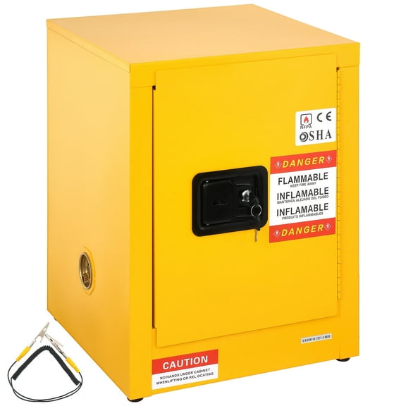 KFFKFF Safety Cabinet for Flammable Materials, 12 Gallon Capacity, Made of Cold-Rolled Steel, Measures 16.9 x 16.9 x 22 inches, Includes 1 Door and 1 Adjustable Shelf, Explosion Resistant, Ideal