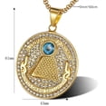 thumbnail image 3 of Retro Ancient Egyptian Pyramid Eye of Horus Pattern Round 14K Yellow Gold Pendant Necklace Women's Necklace Crystal Inlaid Pendant Accessories, 3 of 6