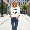 thumbnail image 5 of St. Patrick's Day Graphic T-Shirt for Women Shamrock Heart Print Long Sleeve Crewneck Casual Loose Fit Holiday Party Festive Tee Shirt Top, 5 of 6