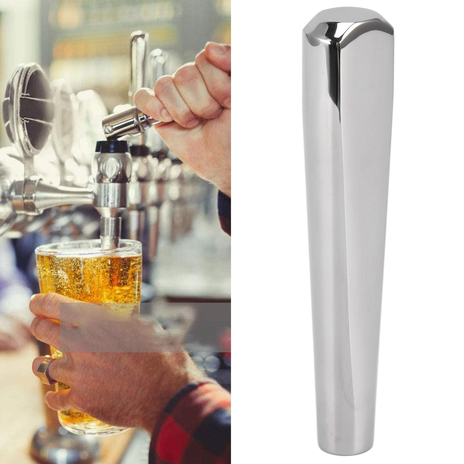 M Buder Draft Beer Tap Handle 304 Stainless Steel Replacement Faucet Handle for Standard US 3/8 Inch Thread Kegerator Tower Dispenser, Silver, 4.39 inches / 11.15 cm
