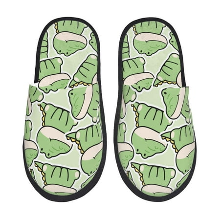

Fuzoiu Cute Crocodile Print Unisex Furry Slippers Plush Indoor Shoes Trendy House Slippers Anti-Skid EVA Sole House Shoes for Home Office and Travel -Large
