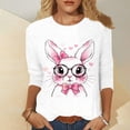 thumbnail image 2 of TSADFHJI Hauts Scintillants pour Femmes Fête Manches Longues Hauts Manches 3/4 Mode Grande Taille C Chemises Formelles Décontractées T-Shirts Graphiques Col Rond m Bleu, 2 of 4