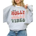 thumbnail image 2 of Retro Holly Jolly Vibes Sweatshirt for Women Teens and Girls Distressed Christmas Pullover Gray Sweatshirt Adult Large, 2 of 4